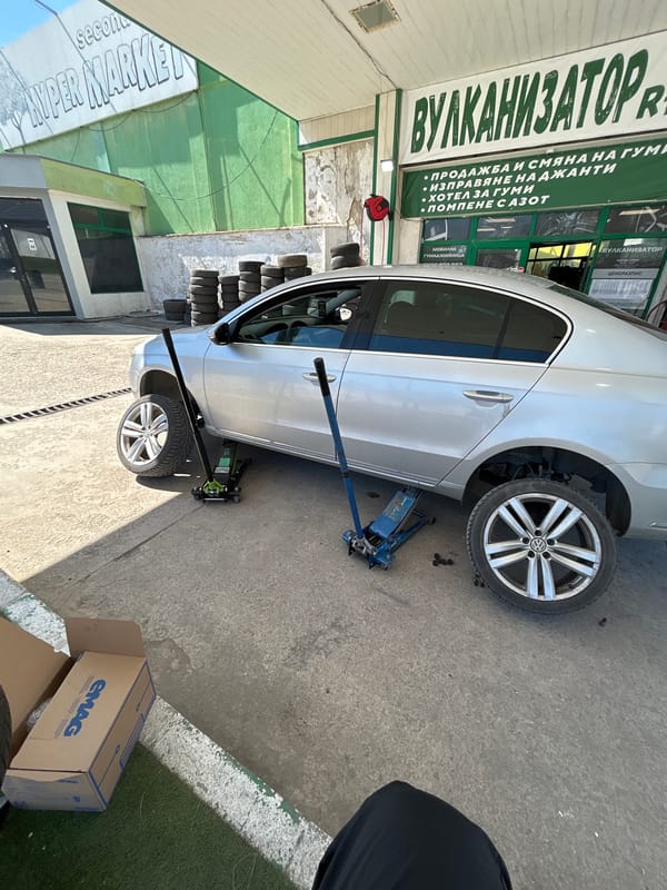Car receives tire service at Varna shop