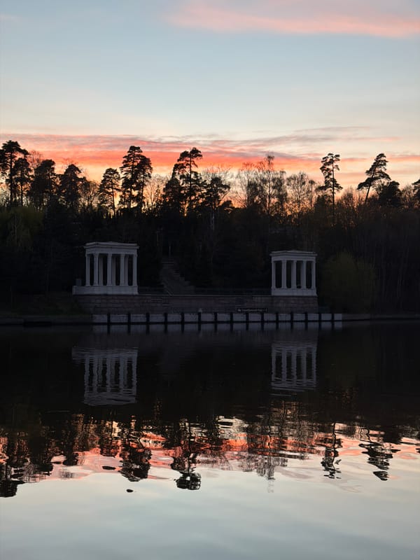 Sunset captured over Khimki landscape with colorful sky transition