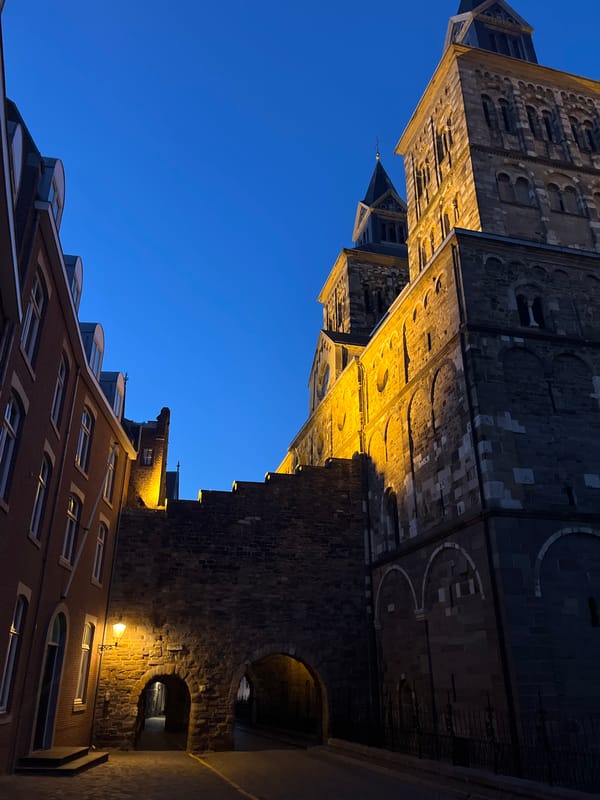 Historic Maastricht churches photographed at dusk by witnesses