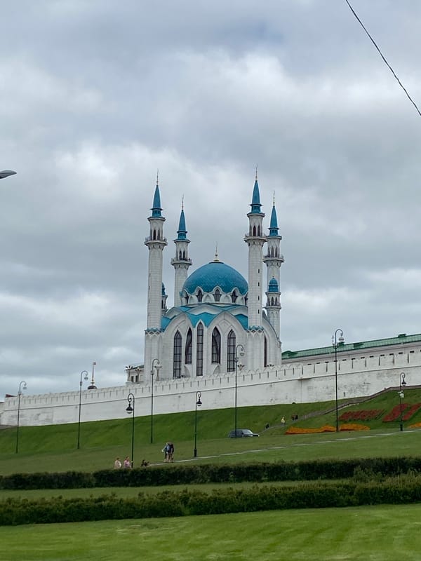 Morning architectural tour of Kazan landmarks captured under overcast skies