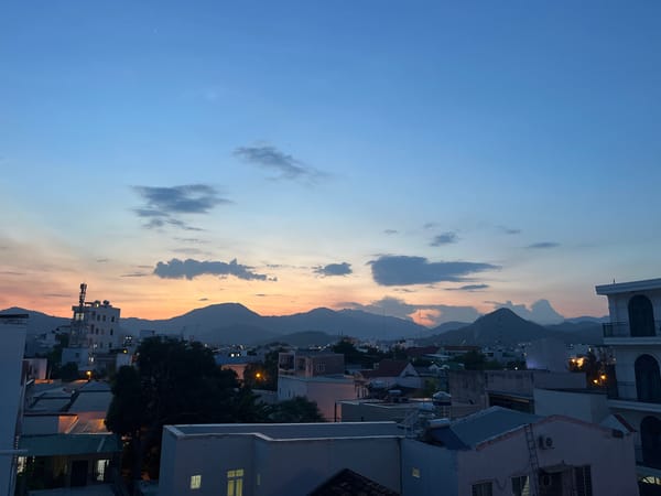 Aerial dusk views of Nha Trang cityscape