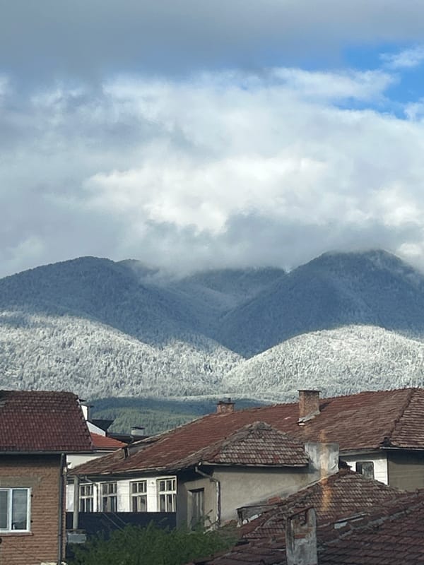 Dawn view captured of Bansko Bulgaria architecture and landscape