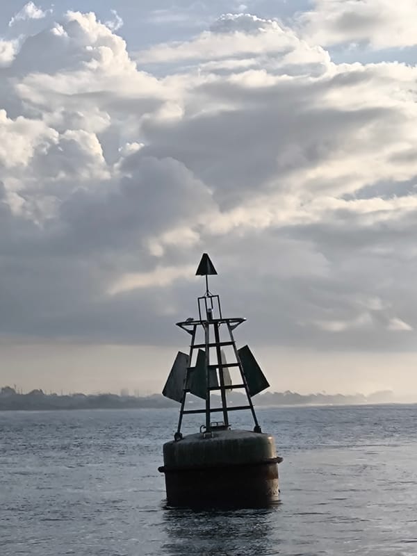 Navigational buoy spotted in calm waters near Denpasar