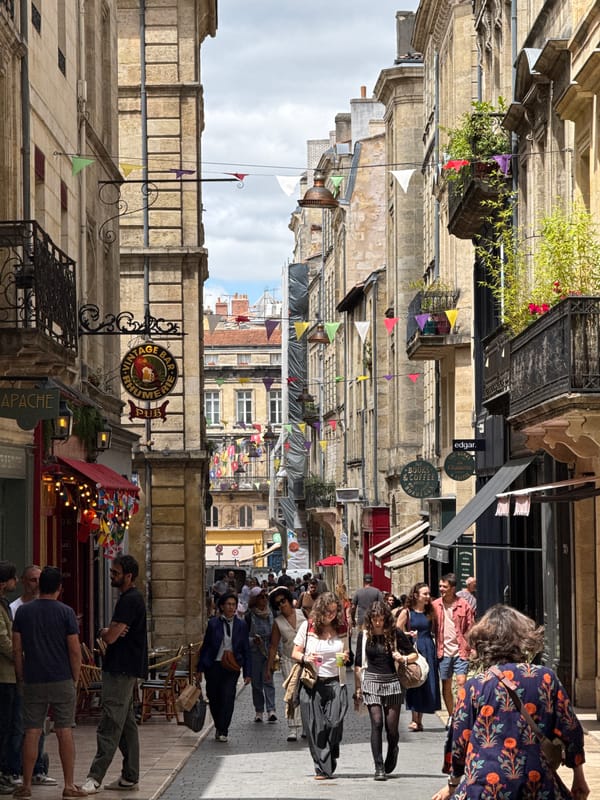 Tourist captures historic Bordeaux landmarks during afternoon walking tour