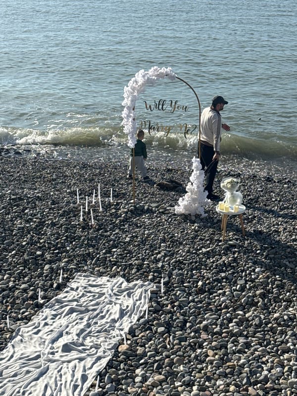 Marriage proposal setup spotted on Batumi beach