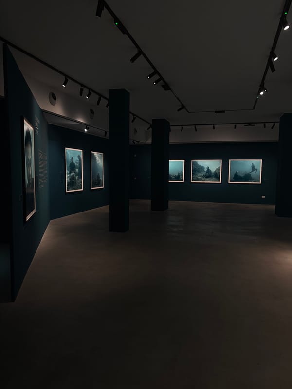 Art gallery interior documented in Turin with security features