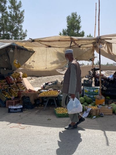 Morning fruit vendors conduct business on Kandahar streets