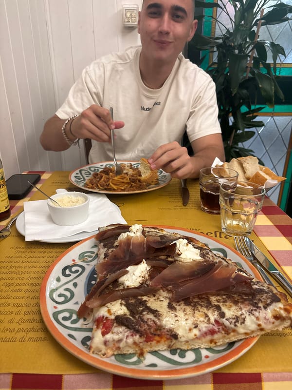 Spaghetti dinner at a Milan restaurant, June 2026