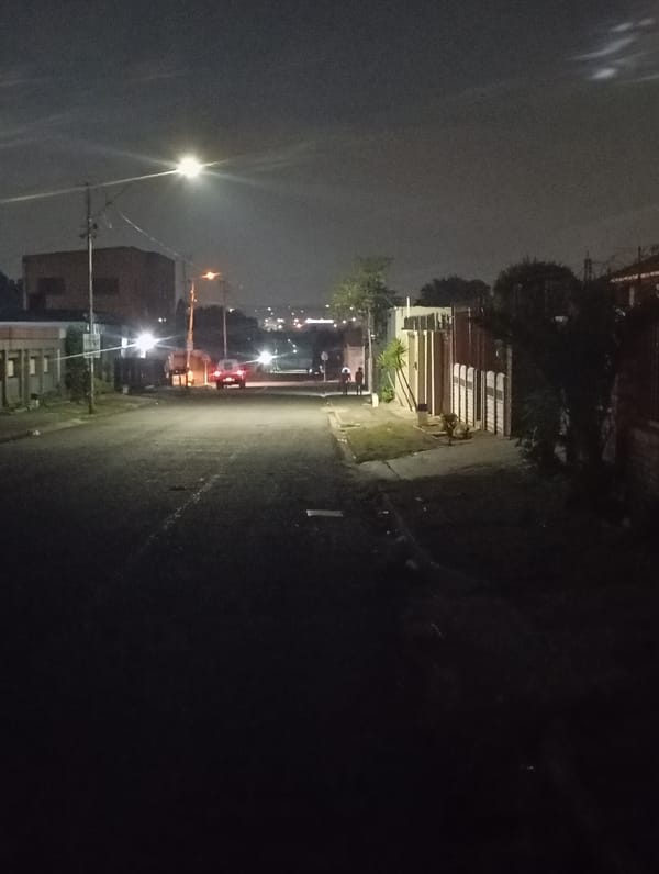 Evening street scene captured in Johannesburg residential area