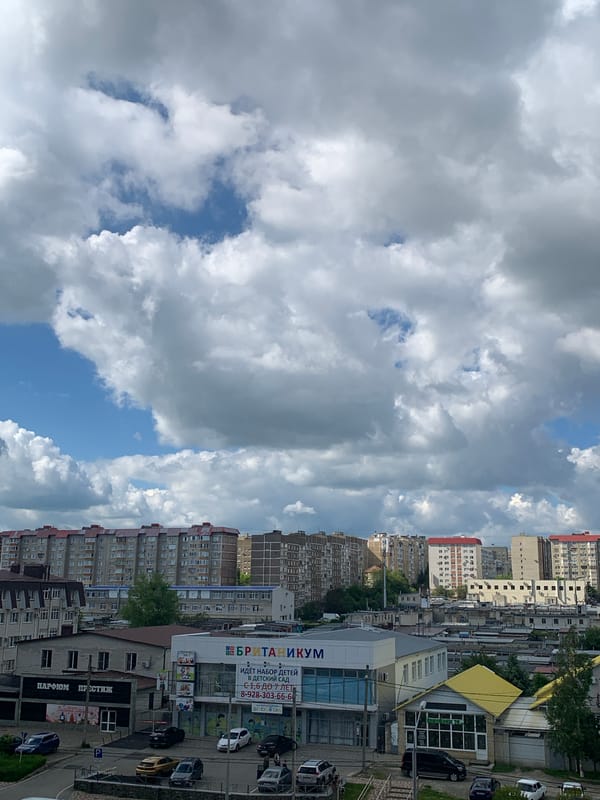 Elevated urban views captured in Stavropol under cloudy skies