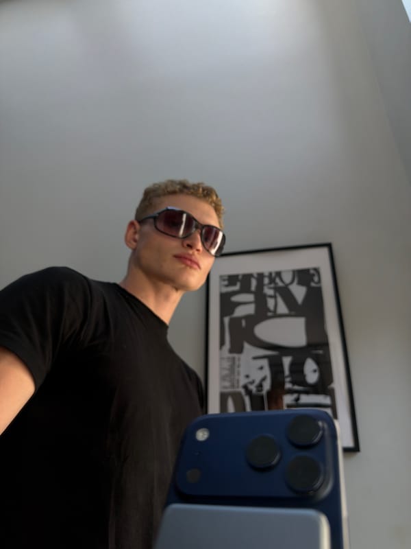 Casual low-angle selfie on a summer afternoon in London