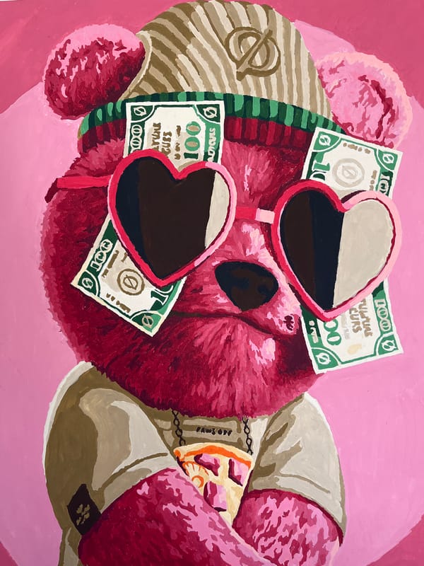 Pop art paintings featuring watermelons, money motifs displayed in Russian town