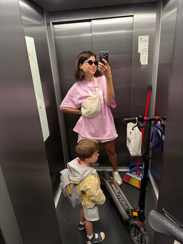 Woman, child photographed with scooter in Budva elevator