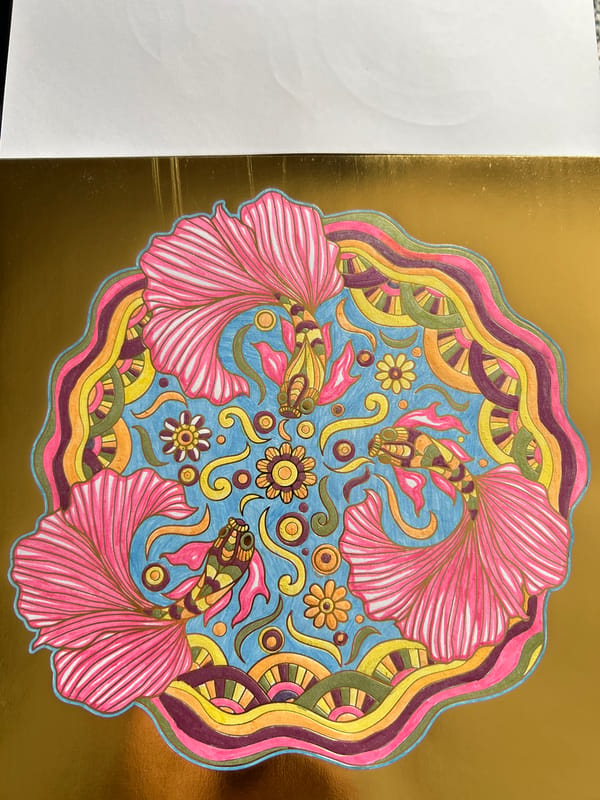 Adult coloring session captured in Heilbronn features fish, animals