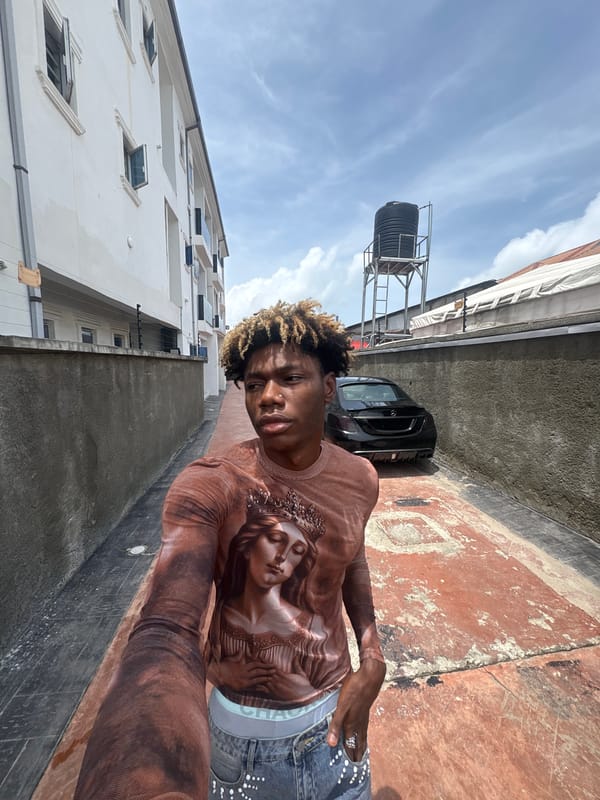 Man photographs himself around Igboefon, Nigeria in multiple locations