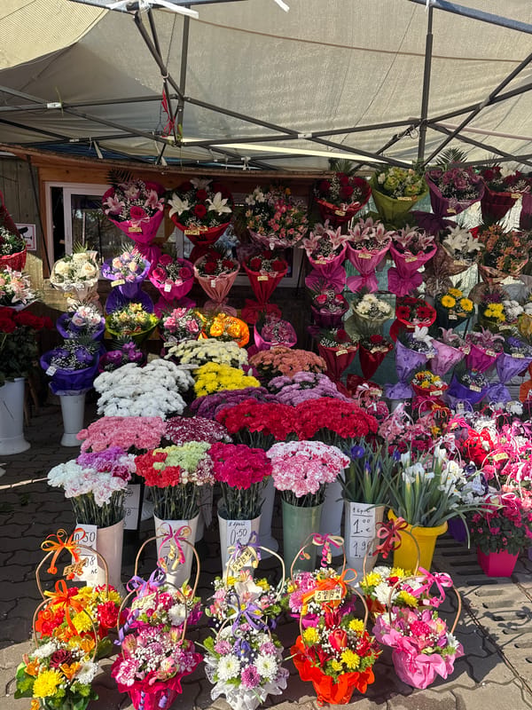 Morning flower purchase documented at Sofia stall