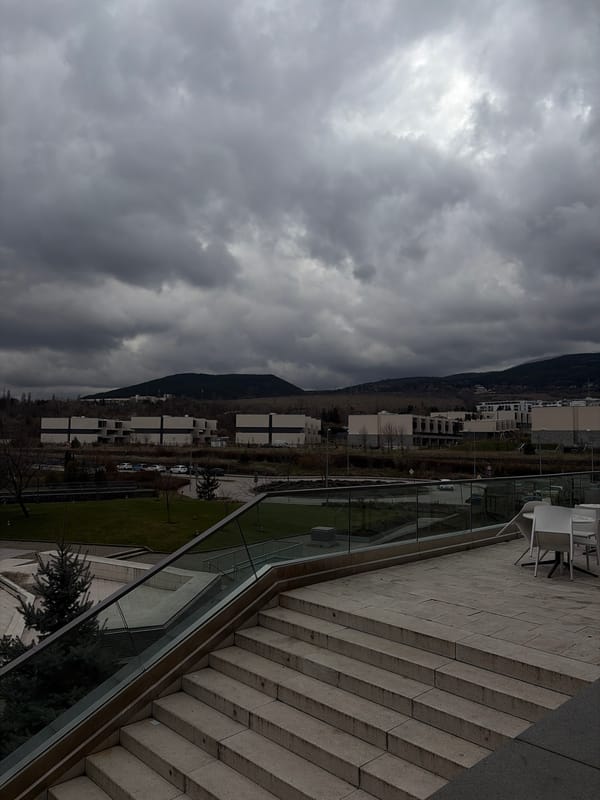 Overcast day captured in Sofia's mountain-adjacent development area