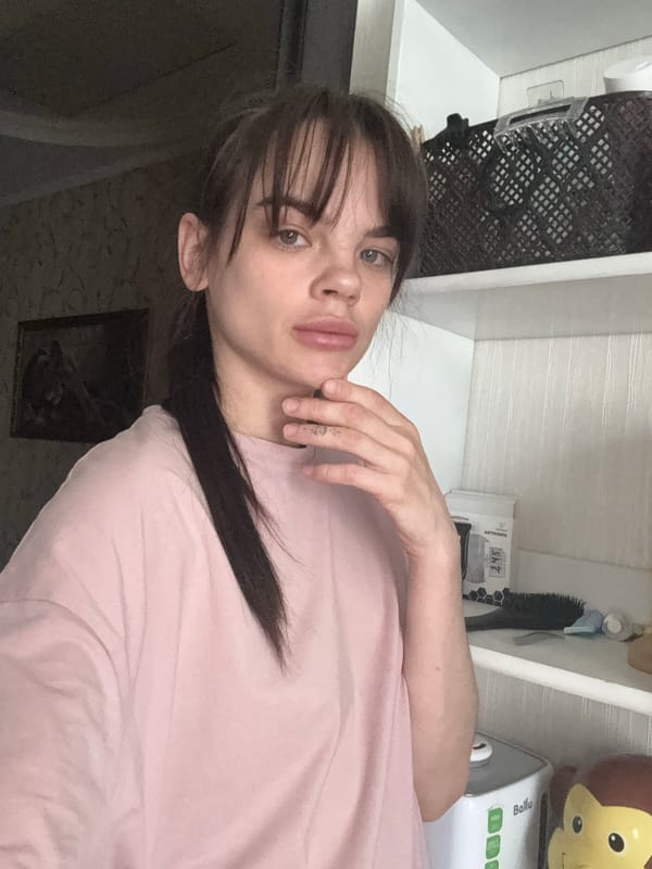 Woman takes selfies indoors in Rostov-on-Don
