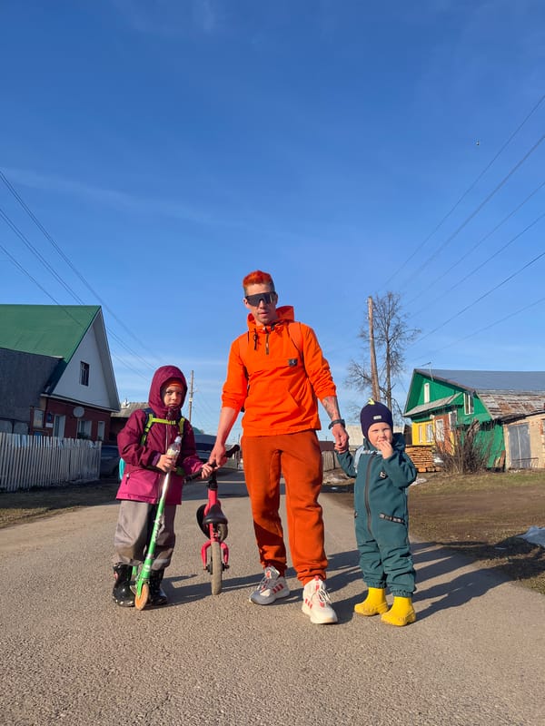 Family outing documented on spring day in Chaikovsky, Russia