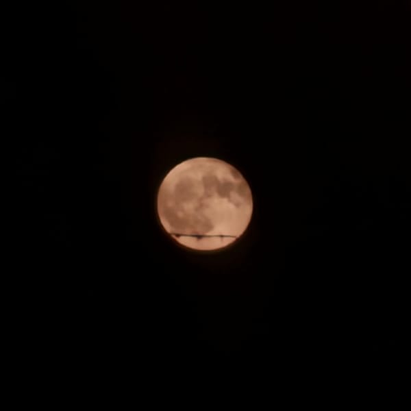 Full moon rises over Ventimiglia, reflected and framed by the night