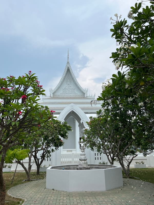 Morning scenes around white temple in Pattaya Thailand
