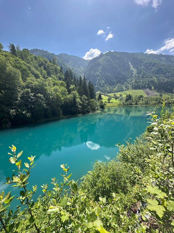 Turquoise lakes and a cascading dam in Kaprun, Austria