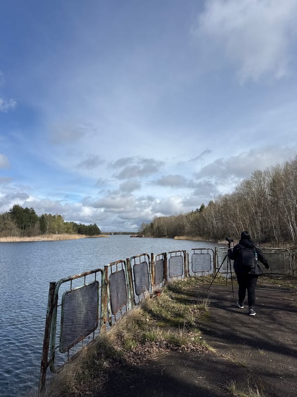 Witness documents rusted infrastructure along Pripyat canal