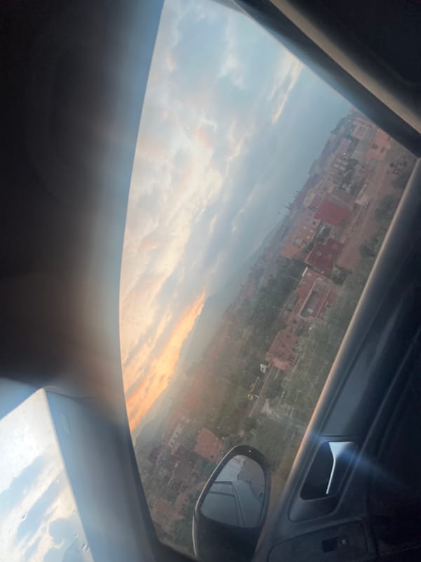 Vehicle journey documented through multiple window views in Morocco