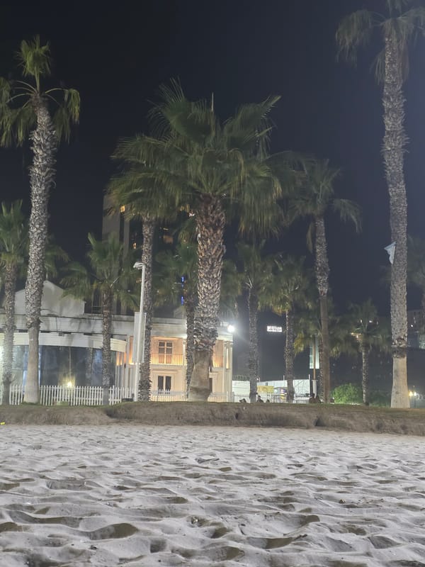 Nighttime beachfront scenes captured in Iquique, Chile