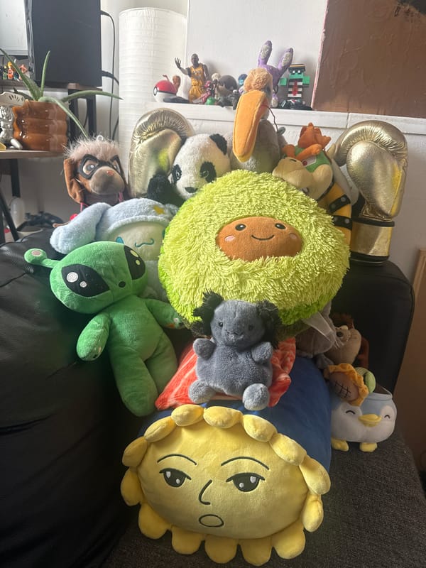 Assorted plush toys spotted on furniture in London