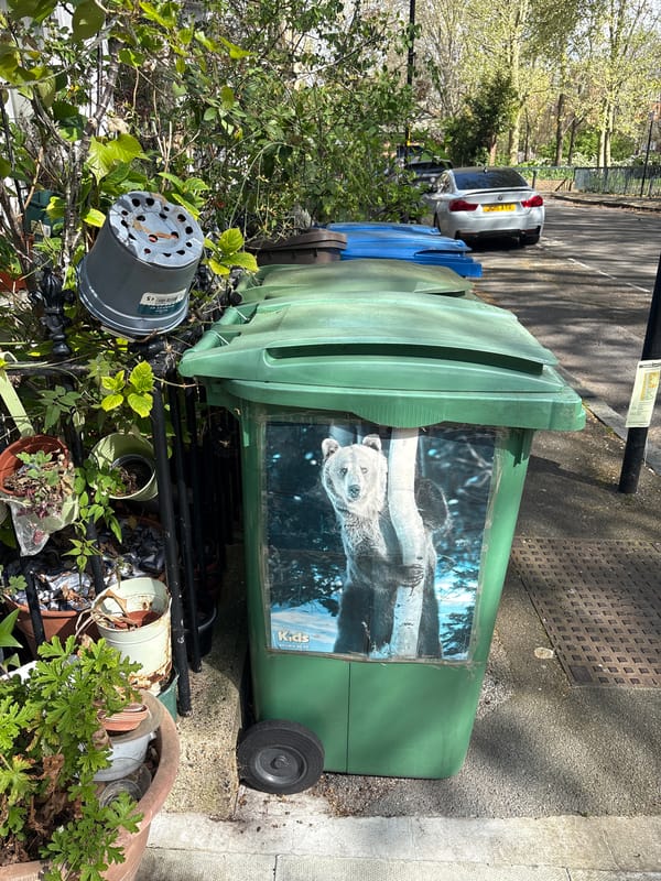 London residents document decorated bin and brick building