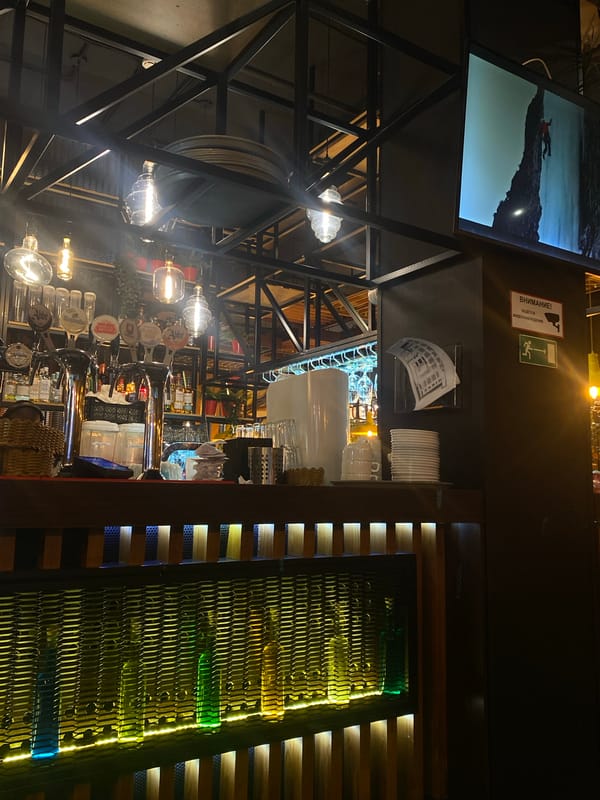 Evening bar visit documented in Kazan, Russia