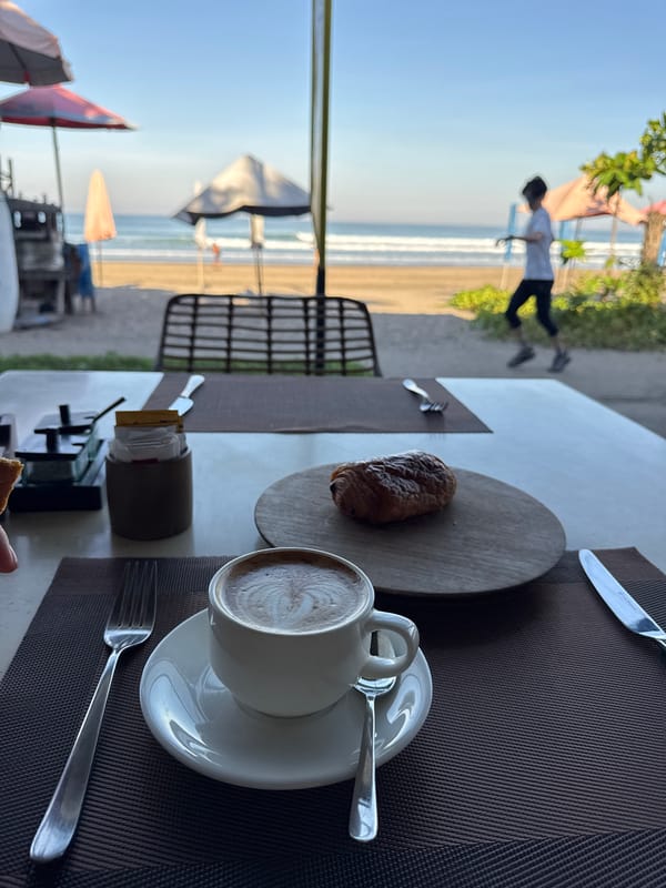 Early morning scenes captured along Kuta Beach, Indonesia