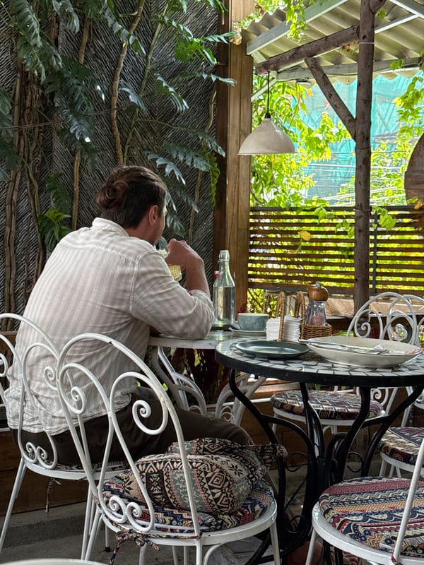Relaxed morning at a mosaic-table café in Nha Trang