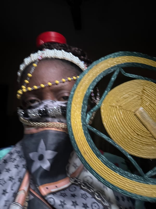Traditional ceremonial headwear observed in Madangala, Nigeria