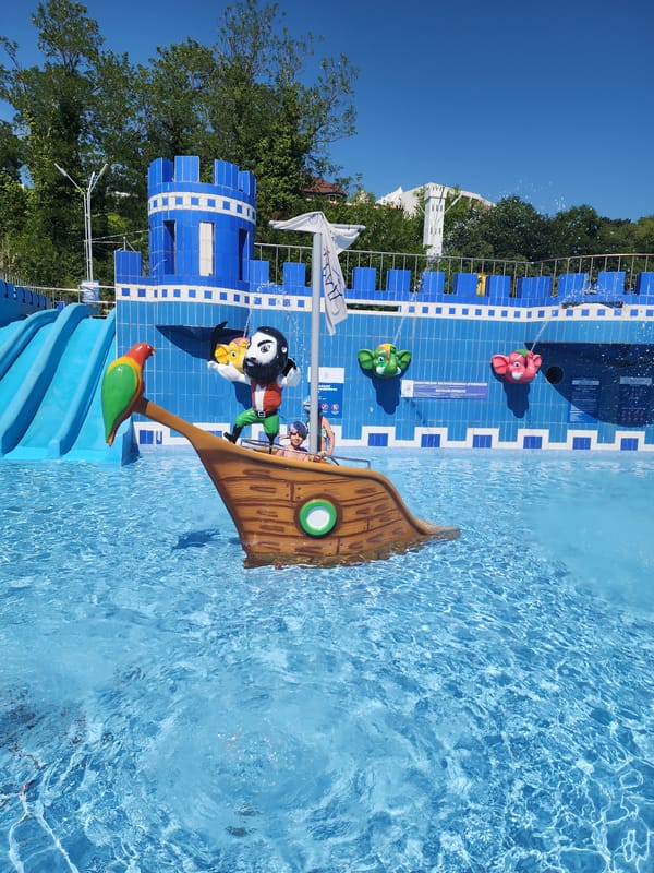 Sunny day water park activity documented in Sochi