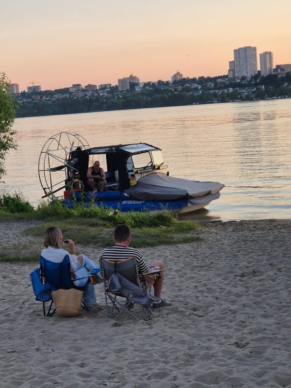 Sunset evening on the Voronezh River waterfront