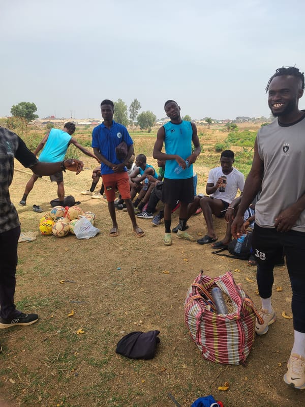 Soccer training session documented in Barikin Jirga Summa Nigeria