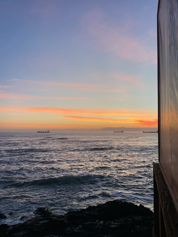 Sunset observed over Pacific Ocean from multiple points in Arica