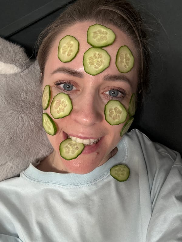 Woman enjoys cucumber facial treatment in Chaikovsky, Russia