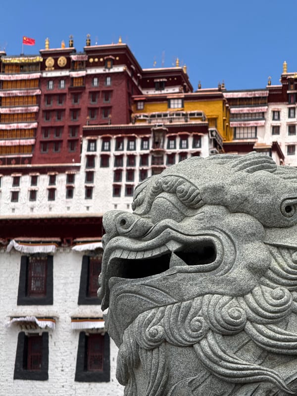 Morning tourists visit Potala Palace in Lhasa Tibet