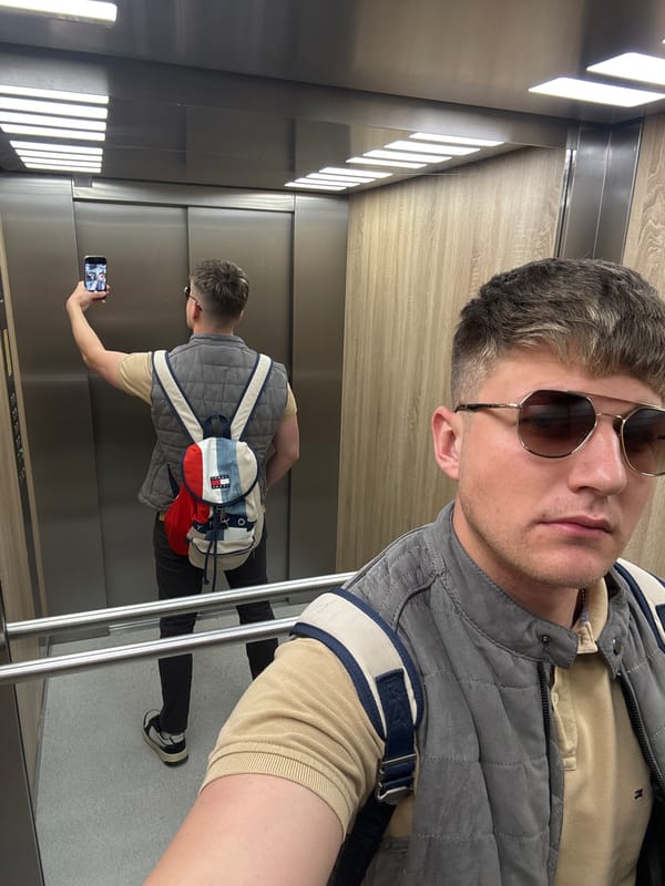 Tourist documents selfie session in Plovdiv elevator and streets