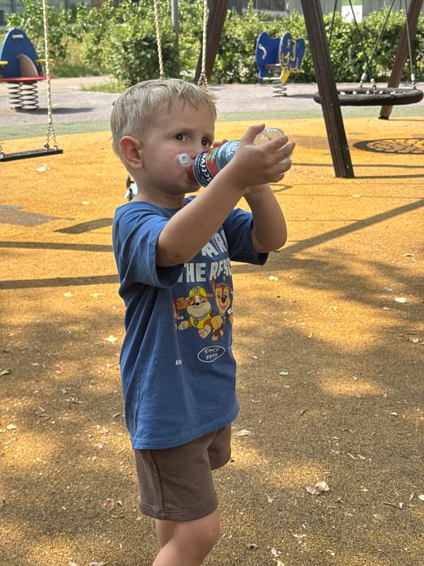 Child plays at Moscow playground during summer afternoon