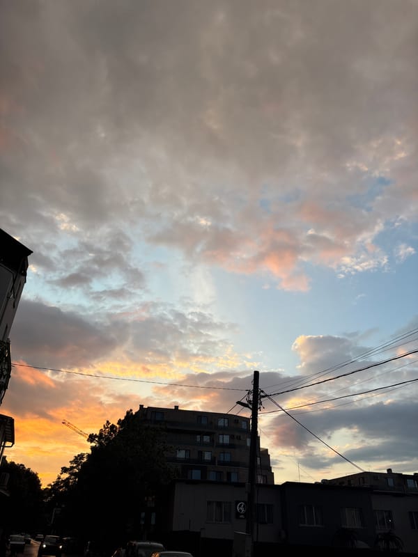 Dramatic orange-grey sky photographed at dusk in Sofia