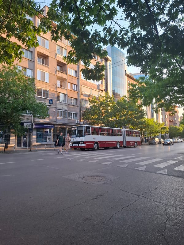Evening street life documented across central Sofia, Bulgaria