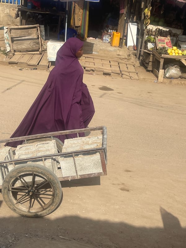 Everyday street and market life across Abuja's dusty midday roads