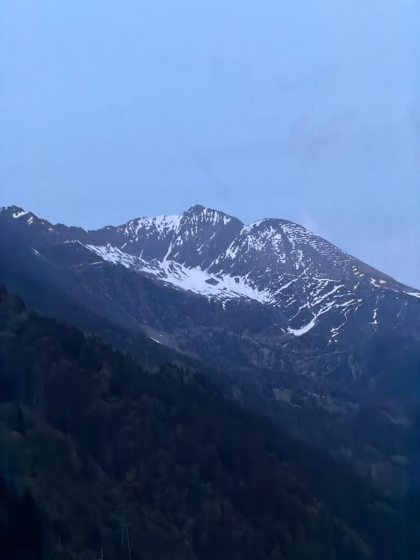 Mountain landscape photographed at twilight in Piotta, Switzerland