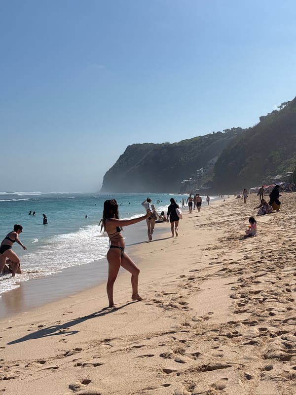 Beach day in full swing at Kuta Selatan, Bali