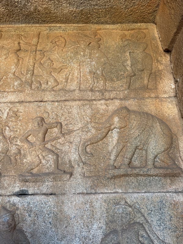 Ancient temple carvings documented at Hampi archaeological site