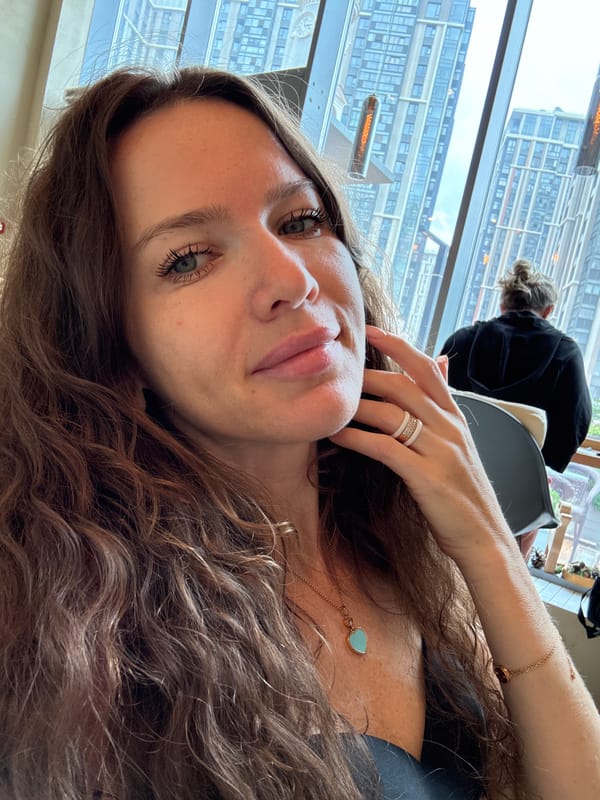 Moscow cafe morning with a poodle, oatmeal, and city views